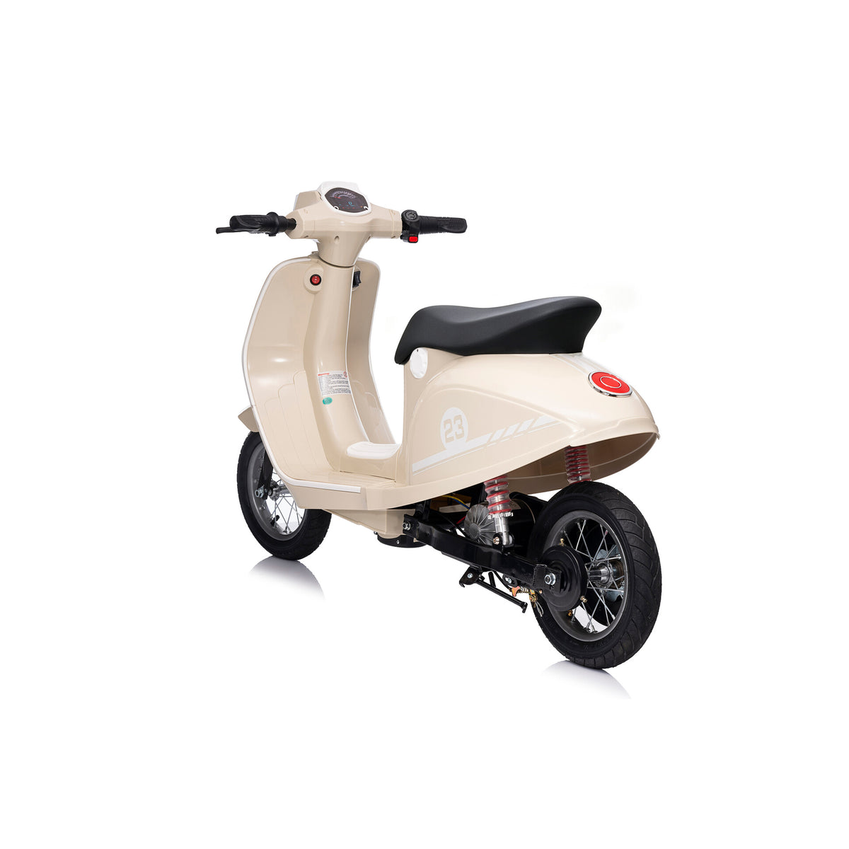 Elektrische kinderscooter 24V 350W beige - schuin achteraanzicht