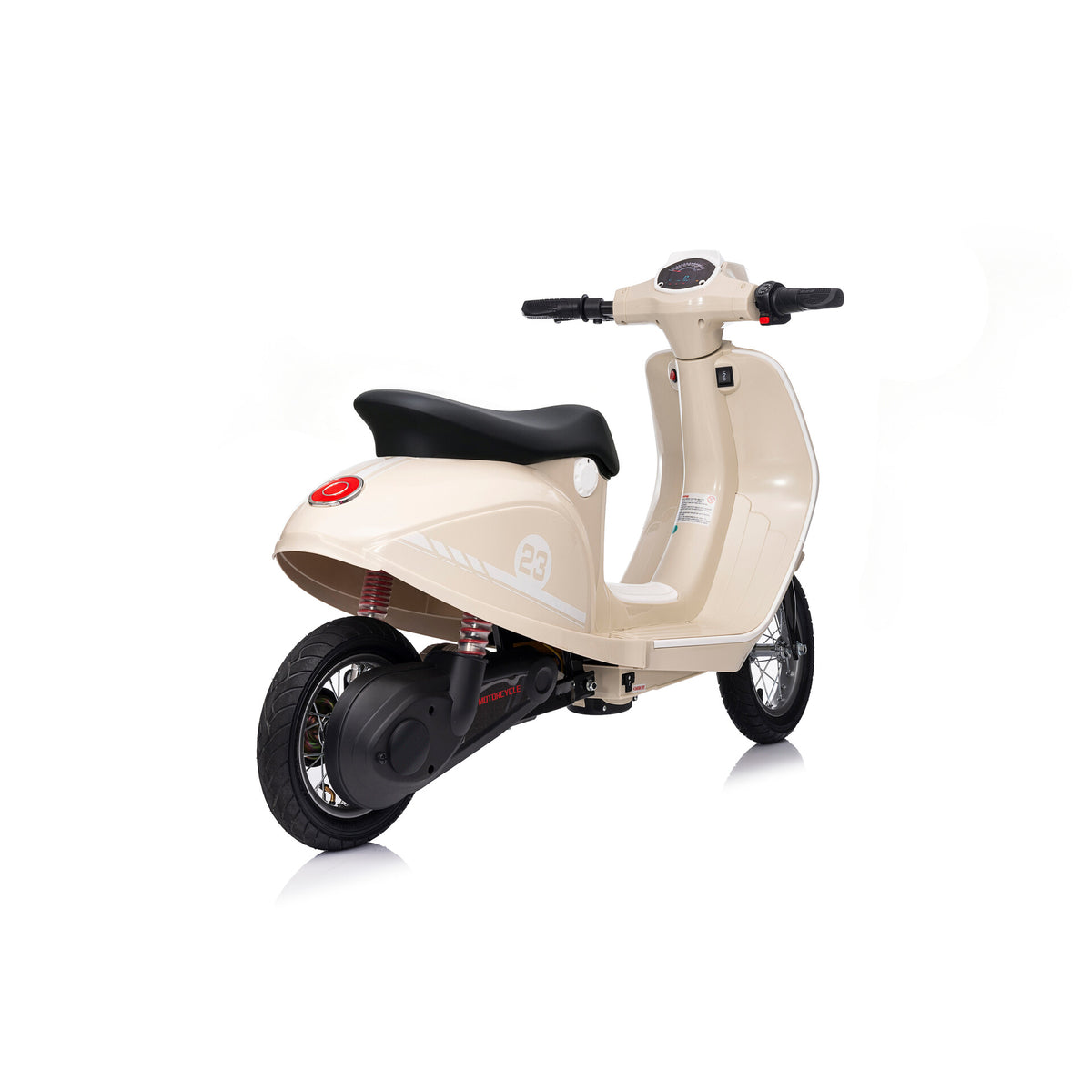 Elektrische kinderscooter 24V 350W beige - achterzijde vanaf rechts