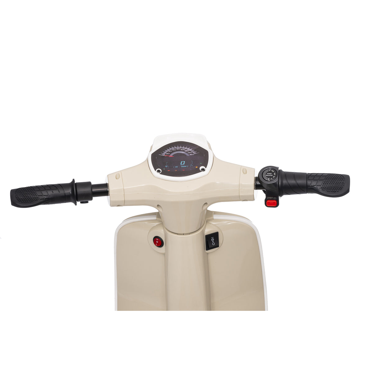 Elektrische kinderscooter 24V 350W beige - stuur en accu-indicator