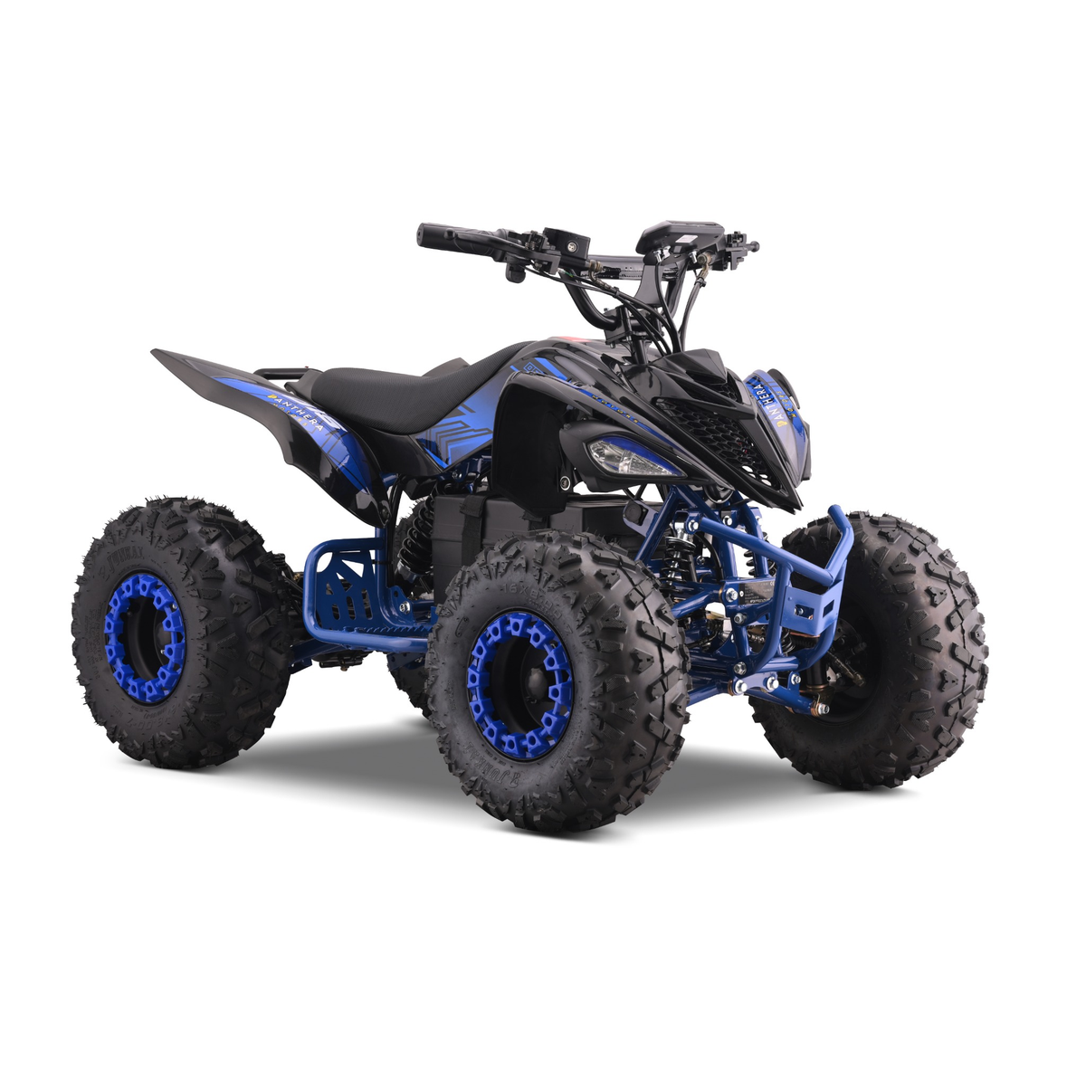 Panthera Leo Elektro-Kinderquad 1200W 48V in Blau, schräg von vorne