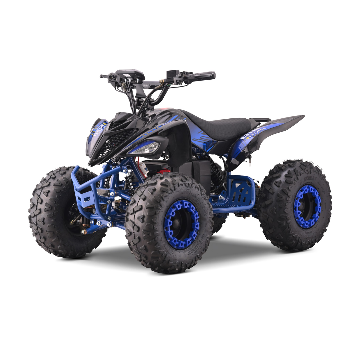 Panthera Leo elektrische kinderquad 1200W 48V in blauw, schuin van linksvoor