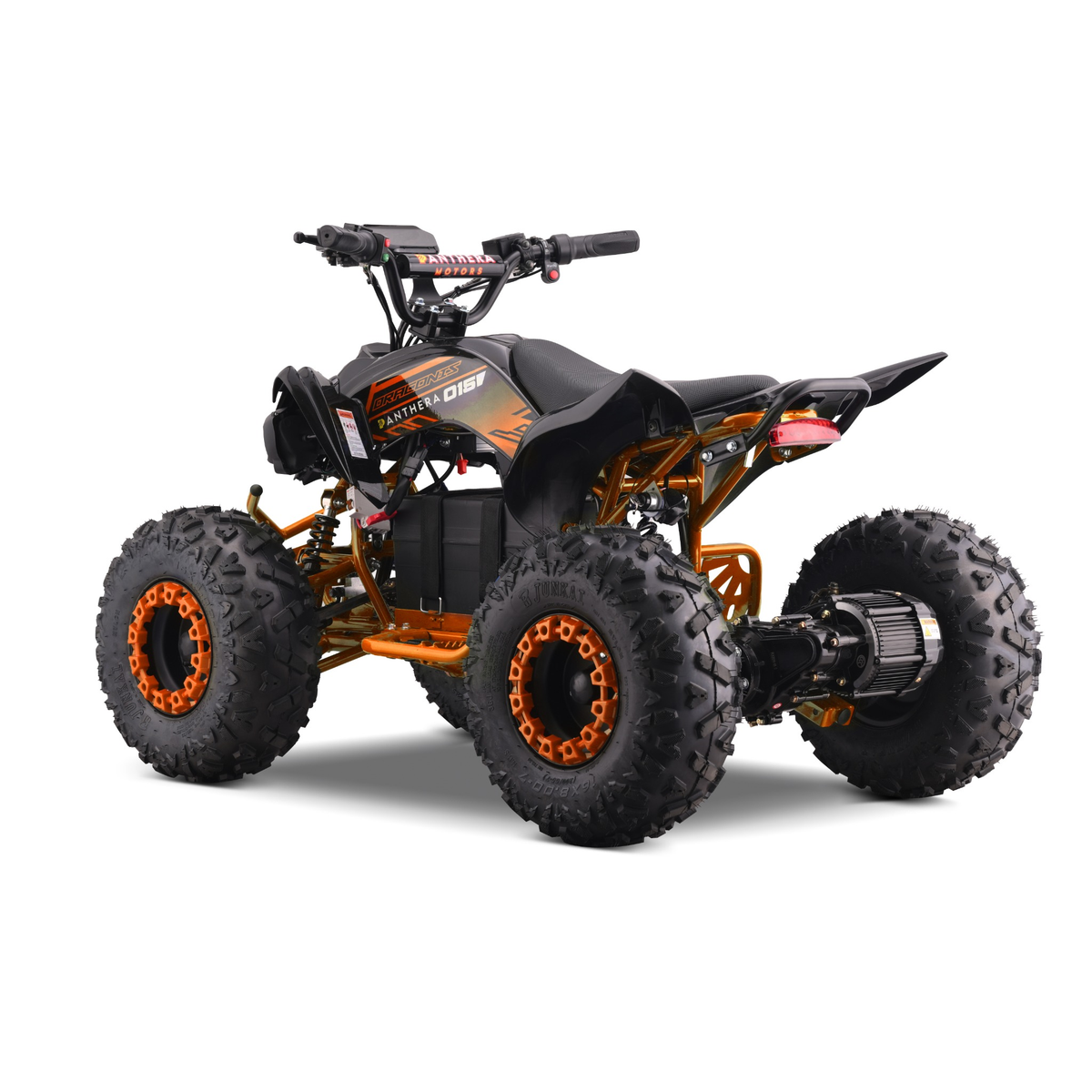 Panthera Leo elektrische kinderquad 1200W 48V in oranje, schuin van achteren