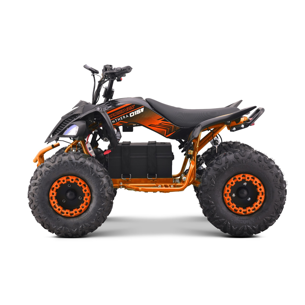 Panthera Leo elektrische kinderquad 1200W 48V in oranje, van de linkerzijde